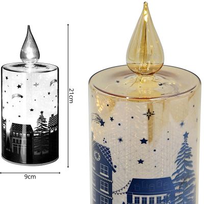 4. DECORATIVE GLASS CANDLE WARM WHITE LED 21CM