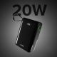 4. Powerbank SBS 20000 mAh 20W with built-in USB-C cable and digital display - black