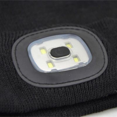 3. BLACK BEANIE WITH 4-LED HEADLAMP, 120 LM, 3 MODES, FOR OUTDOOR ACTIVITIES