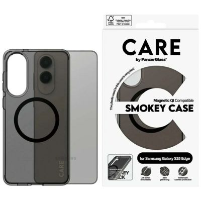 CARE by PanzerGlass Flagship Urban Combat Black QI Case for Samsung Galaxy S25 Edge - Semi-transparent