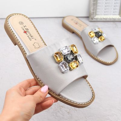 13. S.Barski W OLI262B silver zirconium flip-flops