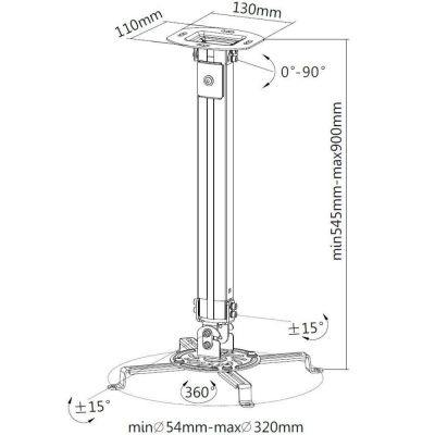 3. TECHLY PROJECTOR CEILING MOUNT 54-90CM 13.5K