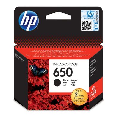 HP Black Ink Cartridge HP 650, HP650=CZ101AE, 360 pages, 6.5 ml