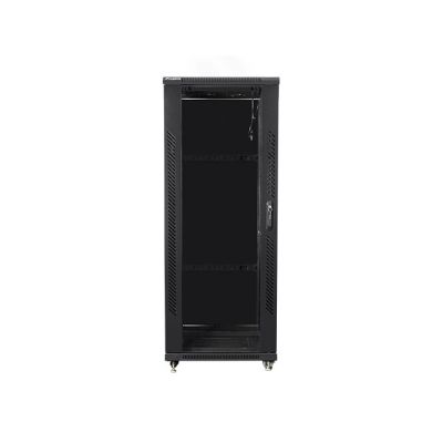 4. Lanberg FF01-6832-12B single-section lockable cabinet (32U; 19'' / 600mm / 800 mm; floor-standing; full glass; 800 kg; black)