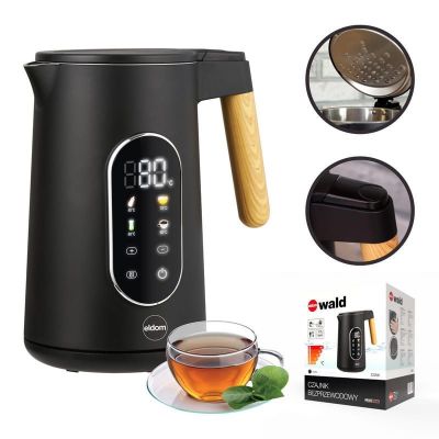 8. ELDOM CORDLESS KETTLE WITH TEMPERATURE REGULATION C550 BLACK 5 STORED PROGRAMS: 40, 70, 80, 90, 100°C (PLASTIC + STAINLESS STEEL)
