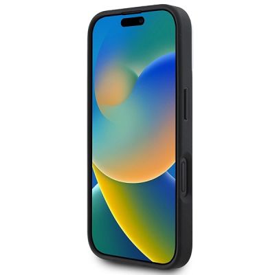 5. DKNY Plain Silver Logo MagSafe iPhone 16 Case - Black