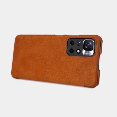 15. Nillkin Qin Case Case for Xiaomi Redmi Note 11T 5G / Note 11S 5G / Note 11 5G (China) / Poco M4 Pro 5G Camera Cover Holster Cover Flip Case Brown