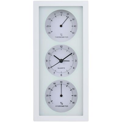 CLOCK ALARM THERMOMETER HYGROMETER 26X5x12CM ARTICASA WHITE