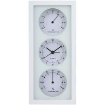 CLOCK ALARM THERMOMETER HYGROMETER 26X5x12CM ARTICASA WHITE