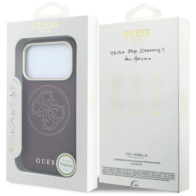 8. Guess Perforated 4G Gold Logo Magsafe Case for iPhone 18 Pro Max / 17 Pro Max - Burgundy