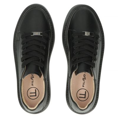 5. Women's leather platform sneakers, black, Filippo DP6119