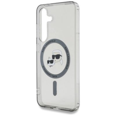 6. Karl Lagerfeld Button Karl & Choupette Heads Printed Logo MagSafe Samsung Galaxy S25 Plus case black