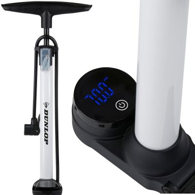 DUNLOP WORKSHOP/BICYCLE PUMP 174Psi (12Bar) WITH ELECTRONIC PRESSURE GAUGE FOLDABLE BASE
