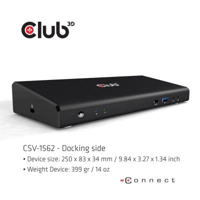 4. CLUB3D CSV-1562 Docking Station USB 3.2 Gen 1 (3.1 Gen 1) Type-C Black