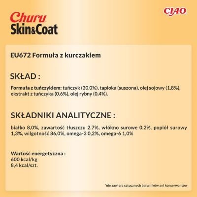 7. INABA Churu Skin&Coat Chicken - cat treat - 4x14 g