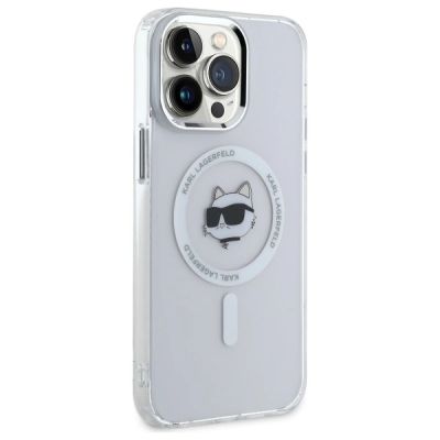 4. Karl Lagerfeld IML Metal Choupette Head MagSafe iPhone 13 Pro Case - White