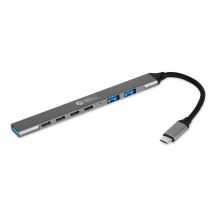 BakkerElkhuizen USB-C Hub 7-in-1 (3A+4C) USB Type-C 5000 Mbit/s Black, Gray