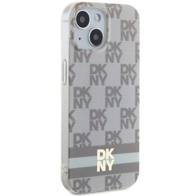 4. DKNY IML Checkered Mono Pattern & Printed Stripes MagSafe case for iPhone 15 / 14 / 13 - beige