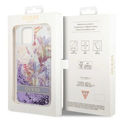 8. Guess GUHCP14MLFLSU iPhone 14 Plus 6.7 "violet / purple hardcase Flower Liquid Glitter