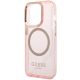 6. Guess GUHMP14XHTCMP iPhone 14 Pro Max 6.7" pink/pink hard case Gold Outline Translucent MagSafe