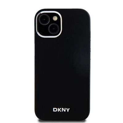 3. DKNY Liquid Silicone Small Metal Logo MagSafe Case for iPhone 15 / 14 / 13 - Black