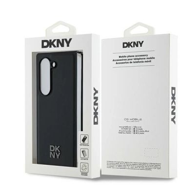 7. DKNY Magsafe Plain Leather Metal Stack Logo Case for Samsung Galaxy Z Fold 6 - Black