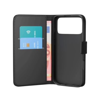 7. Puro Wallet Stand Case for iPhone 17 Pro Max Made of Eco-Leather, with a Flap, Wallet, and Stand Function - Black