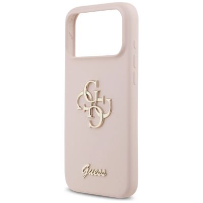 6. Guess Silicone Big 4G Script Case for iPhone 17 Pro Max - Pink