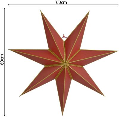 16. DECORATIVE HANGING PAPER STAR FSC 18x60CM RED 7 ARMS MICA