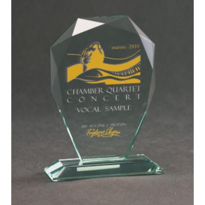 6. Engraved glass trophy with case + paint filling
