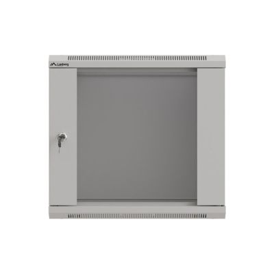 15. Wall-mounted installation rack cabinet 19" 9U 540x350 gray glass door LANBERG (FLAT PACK)