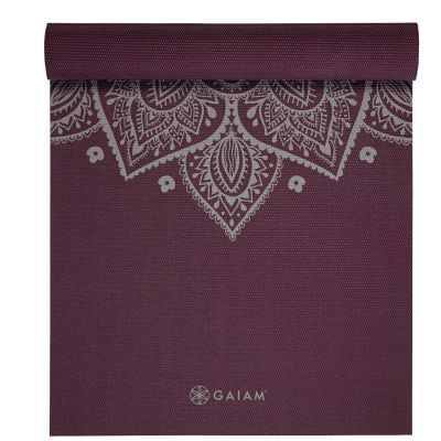 9. Gaiam Midnight Plum Sundial Flower Yoga Mat 5mm 65734