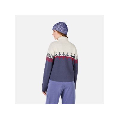 3. ROSSIGNOL W PATTERNED TN SWEATER blue women's sweater