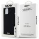 8. DKNY Liquid Silicone Small Metal Logo MagSafe Case for iPhone 14/15/13 - Black