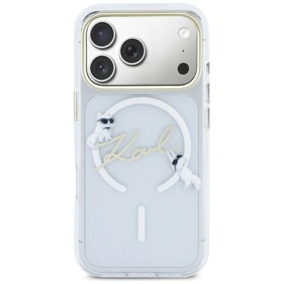 3. Karl Lagerfeld IML Choupettes Karl Script Logo MagSafe Case for iPhone 17 Pro - Clear