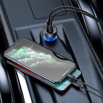 6. Baseus USB / USB Type C car charger 65 W 5 A SCP Quick Charge 4.0+ Power Delivery 3.0 LCD screen gray (CCKX-C0G)