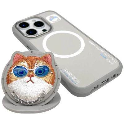 3. Nimmy Glasses Cool Cat MagSafe Case for iPhone 16 Pro Max - Gray