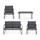 6. Black Forest Textilene Garden Furniture Set: Two Chairs, a Lounger and a Folding Table, Black
