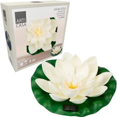 SOLAR LAMP WATER LILY 18CM WHITE