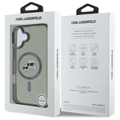 8. Karl Lagerfeld IML Metal Karl&Choupette Head MagSafe Case for iPhone 16 Plus - Black