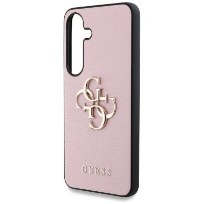6. Guess Grained Big 4G Logo Small Classic Logo case for Samsung Galaxy S25 Plus pink