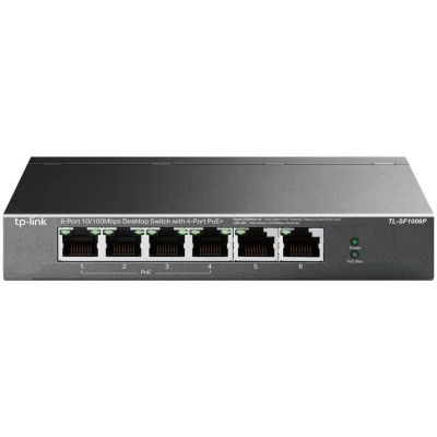 4. TP-Link TL-SF1006P Network Link Unmanaged Fast Ethernet (10/100) PoE Support Black
