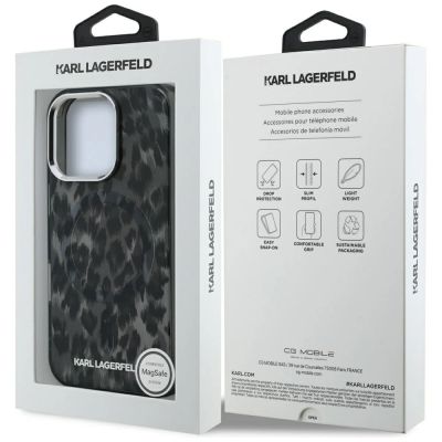 8. Karl Lagerfeld IML Leopard Pattern MagSafe Case for iPhone 16 Pro - Black