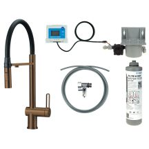 Kitchen faucet with water filtration kit and flexible spout