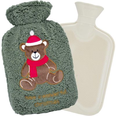2. XMAS RUBBER HOT WATER BOTTLE 2L GREEN