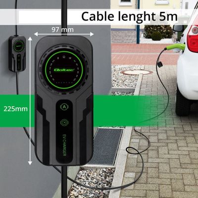 16. Qoltec Mobile charger for electric car EV with regulation 2 in 1 Type2 SCHUKO 3.5kW 230V LCD Portable Wallbox 5m
