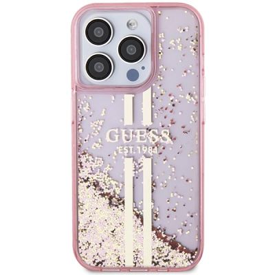 3. Guess Liquid Glitter Gold Stripes case for iPhone 15 Pro - pink