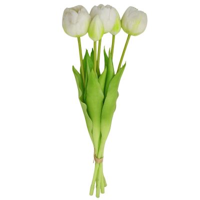 16. BOUQUET OF 5 WHITE PEONY TULIPS 39 CM LIFE-LIKE SPRING DECORATION