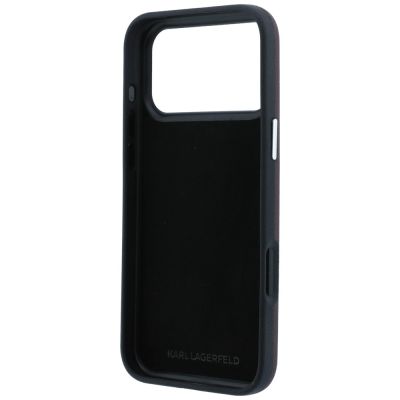 7. Karl Lagerfeld Saffiano with Karl & Choupette Heads Pins & Logo case for iPhone 18 Pro / 17 Pro - burgundy