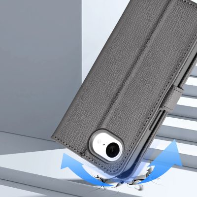 11. Dux Ducis Lawa Leather Case for iPhone 16e / 17e with Detachable Magnetic Wallet - Gray